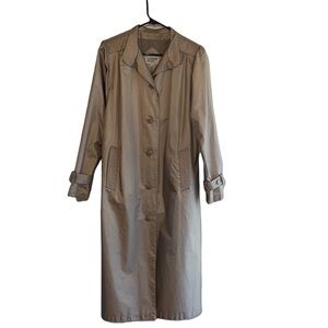 Windsor Bay women’s  vintage Metallic pewter long belted Trench Coat Size 8